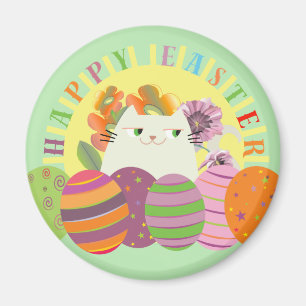 Íman Ímã de Gato Fofo Feliz Páscoa Decoração de Primave