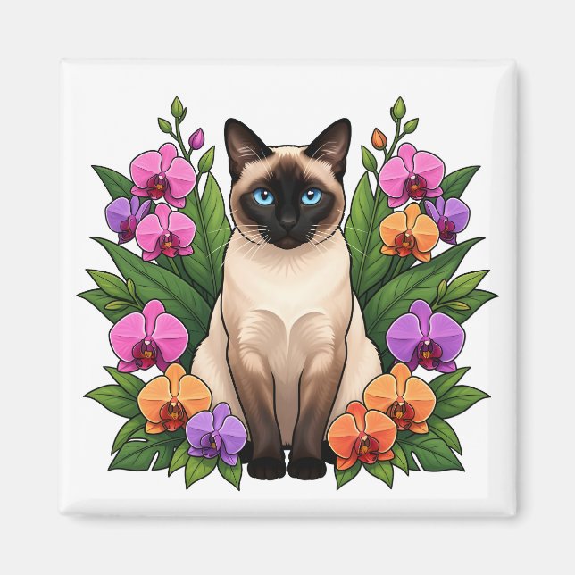 Íman ímã de gato siamês botânico (Frente)