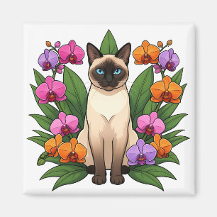 Íman ímã de gato siamês de flor exótica
