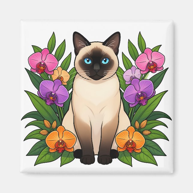 Íman ímã de gato siamês tropical (Frente)