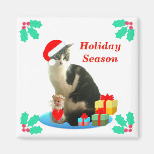 Íman Ímã de Gato Tabby de Natal