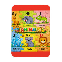 Íman Ímã de Geladeira Alfabeto Animal Pré-K G-L