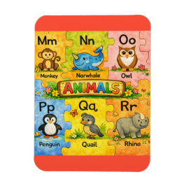 Íman Ímã de Geladeira Alfabeto Animal Pré-K M-R