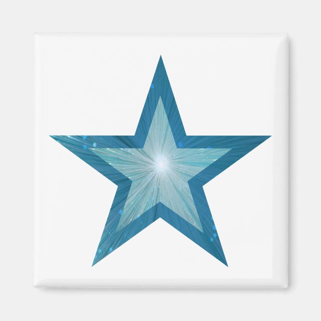 Íman Imã de geladeira azul-estrela branco (Frente)