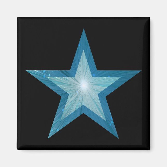 Íman Imã de geladeira azul-estrela preto (Frente)