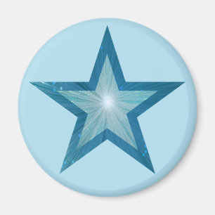 Íman imã de geladeira azul-estrela redonda azul-claro