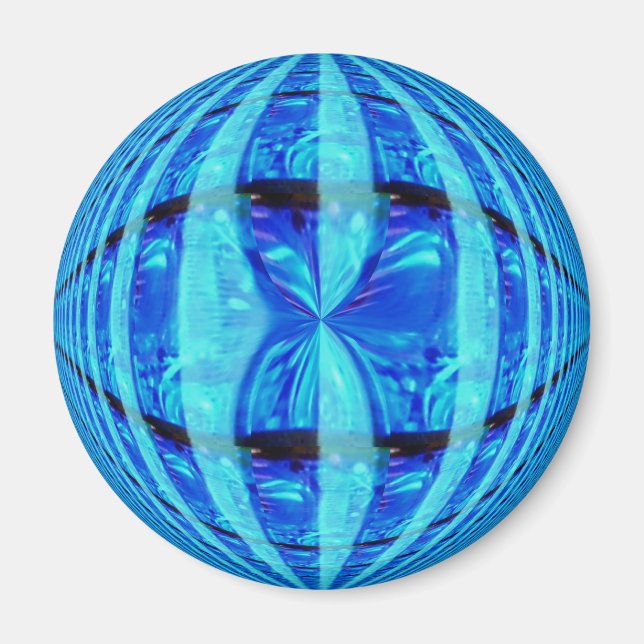 Íman Imã de geladeira azul orb redonda (Frente)