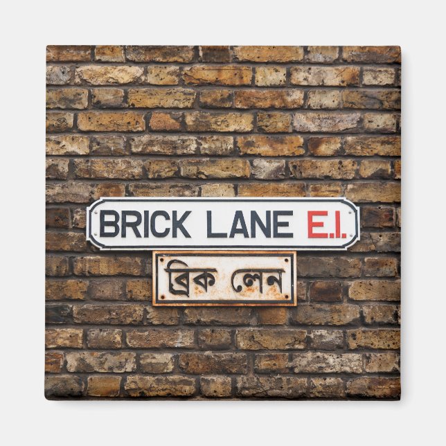 Íman Ímã de Geladeira Brick Lane E1 Quadrado (Frente)