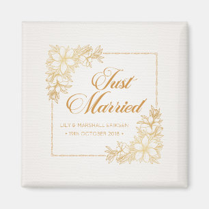 Íman Ímã de Geladeira Casamento Elegante Recém-Casados