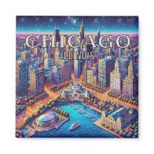 Ímã de Geladeira Chicago Illinois 3 Souvenir