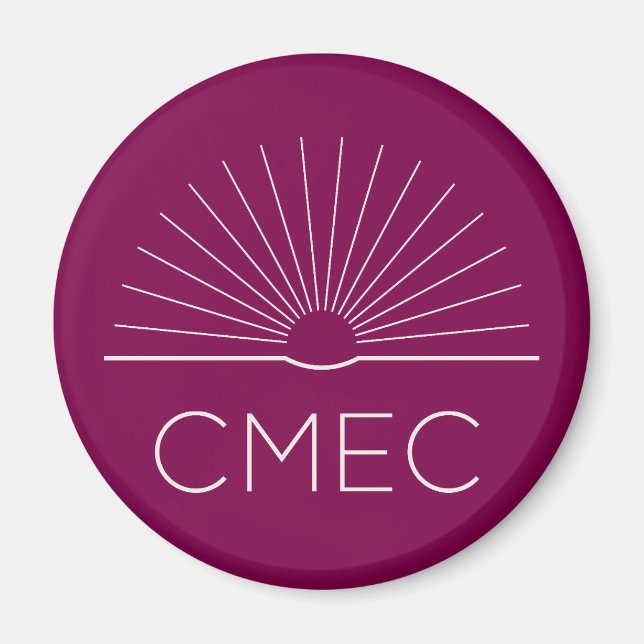 Íman IMÃ DE GELADEIRA CMEC - vermelho profundo com logo (Frente)