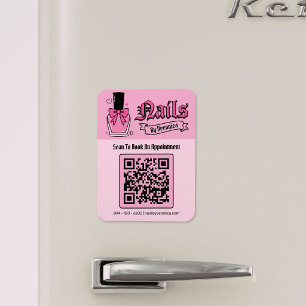 Íman Ímã de Geladeira Código QR Técnico de Unhas Pink G