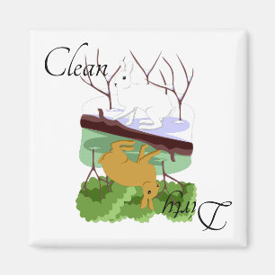 Íman Ímã de Geladeira Coelho Coelhinho Louça Suja Limpa