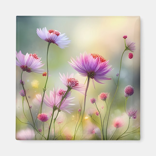 Íman Imã de geladeira com Flores Selvagens Bonito (Frente)