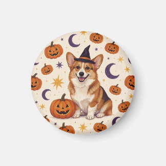 Íman Ímã de Geladeira Corgi Halloween Pumpkin Patch