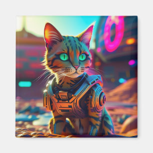 Íman Imã de geladeira Cyberpunk Cat