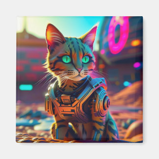 Íman Imã de geladeira Cyberpunk Cat
