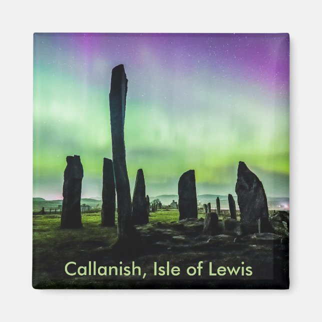 Íman Imã de geladeira da Praça Callanish e Aurora (Frente)