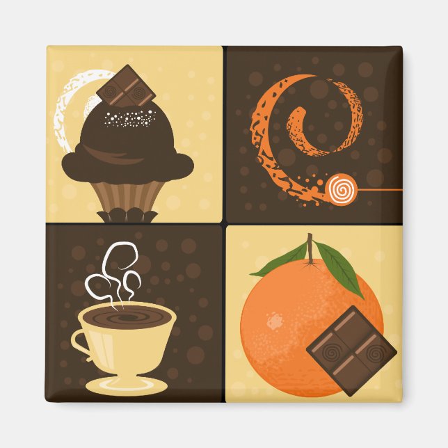 Íman Imã de geladeira de café e amantes de chocolate (Frente)