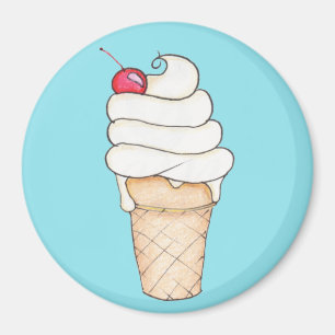 Íman Imã de geladeira de Cone de Sorvete ilustrada