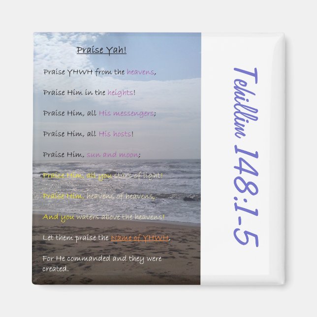 Íman Imã de geladeira De Cotação De Script Psalm 148:1- (Frente)