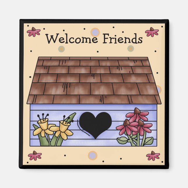 Íman Imã de geladeira de Country Birdhouse (Frente)