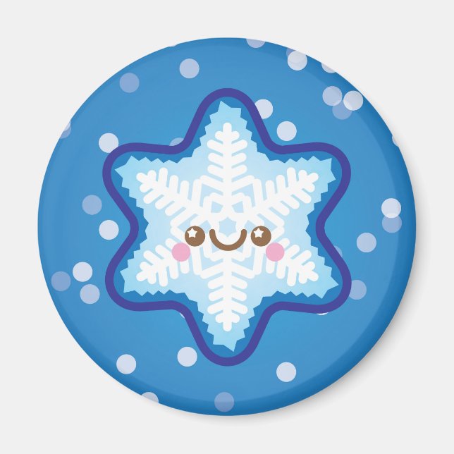 Íman Imã de geladeira de Floco de Neve Bonita de Natal  (Frente)