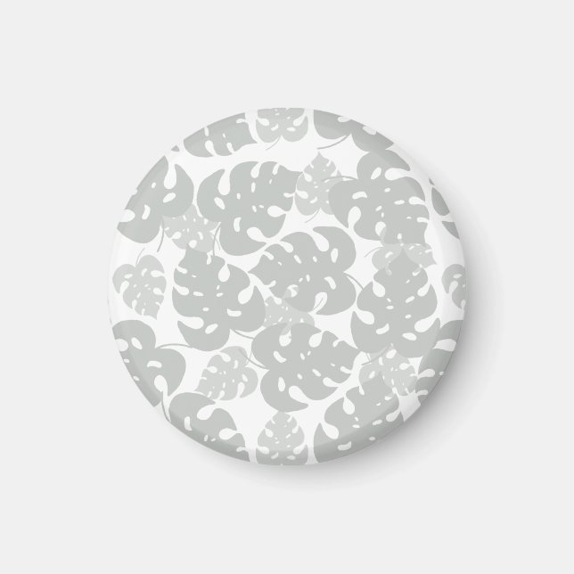 Íman imã de geladeira de folhas de monstera cinza (Frente)