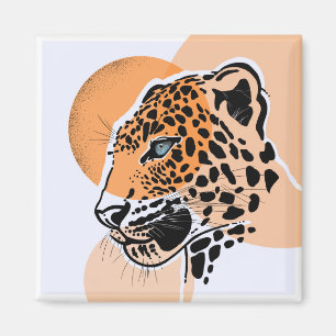 Íman Imã de geladeira de impressão leopardo - Arte anim