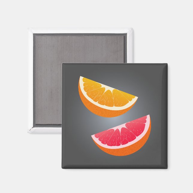 Íman Ímã de Geladeira de Laranja e Fatia de Toranja (Front/Back)