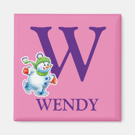 Íman Imã de geladeira de Natal inicial da moça