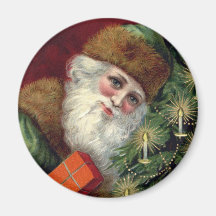 Imã de geladeira de Natal Vintage Santa Claus
