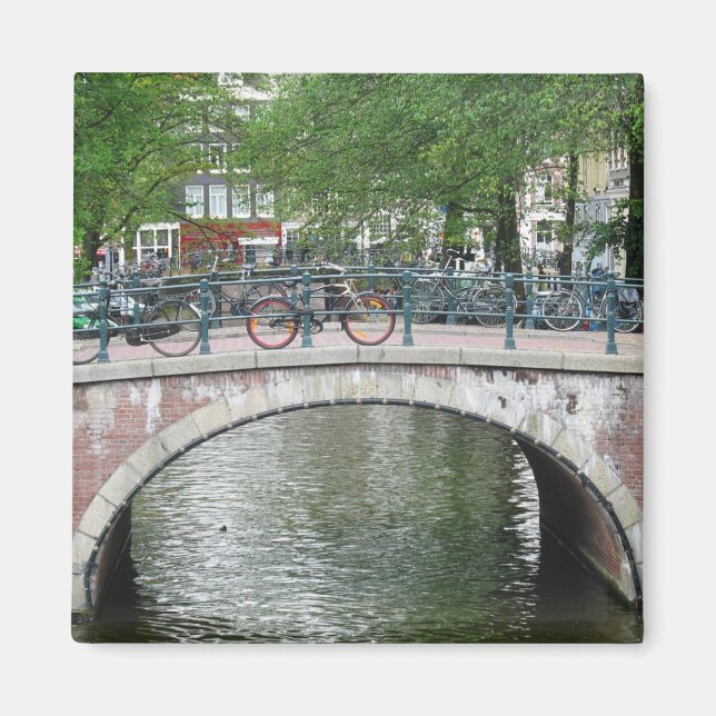 Íman Imã de geladeira de Ponte Bicicleta de Amsterdã (Frente)