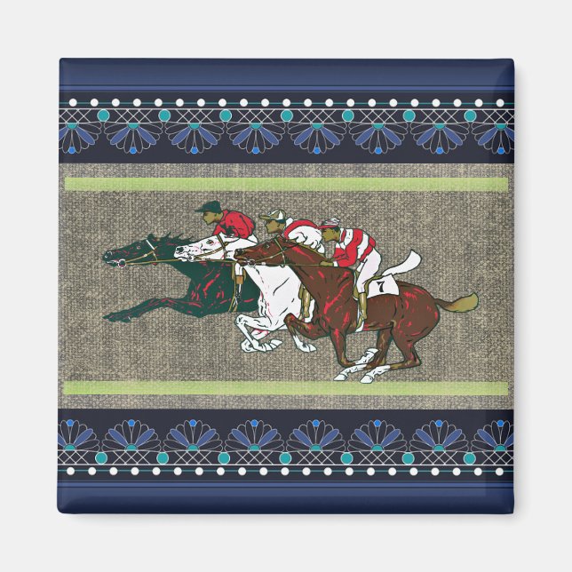 Íman Imã de geladeira de Raça Cavalos (Frente)