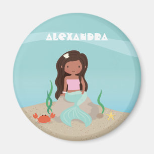 Íman Ímã de Geladeira de Sereia Afro-Americana Fofa