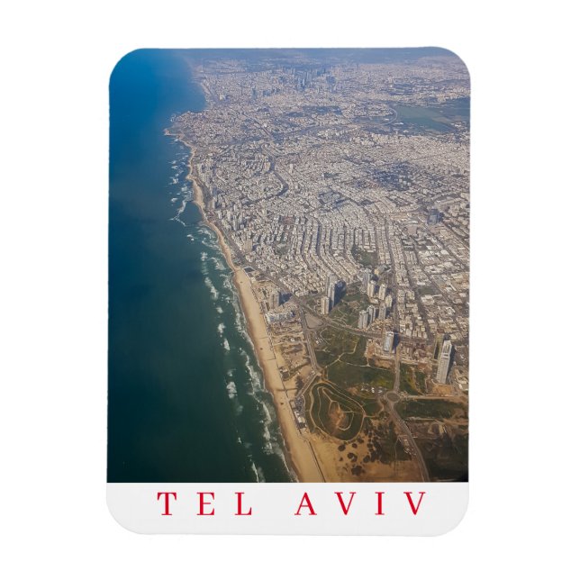 Íman Imã de geladeira de vista aérea Tel Aviv (Vertical)