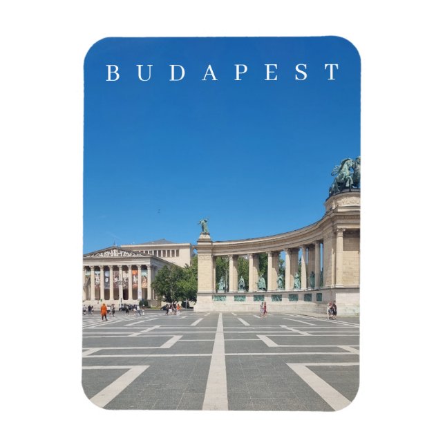 Íman Imã de geladeira de vista da Praça Budapeste Heroe (Vertical)