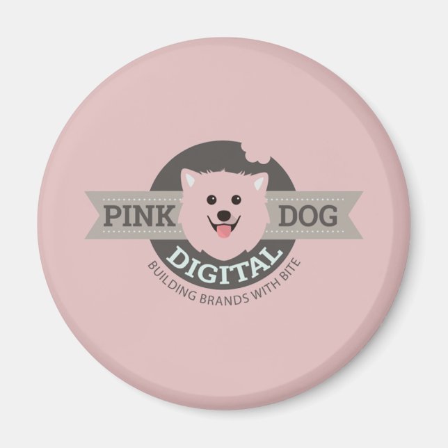 Íman Ímã de Geladeira Digital Cachorro Rosa (Frente)