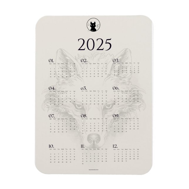 Íman imã de geladeira do Calendário 2025 (Vertical)