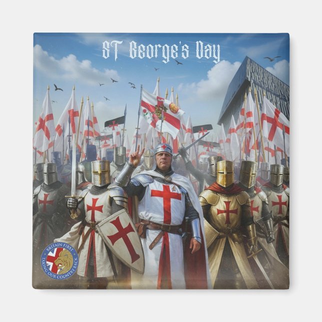 Íman Ímã de Geladeira do Dia de São Jorge Britain First (Frente)