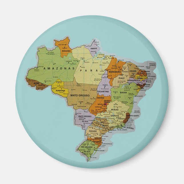 Íman Imã de geladeira do mapa brasileiro (Frente)