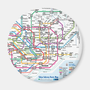 Íman Imã de geladeira do mapa do metro de Tokyo