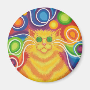 Íman imã de geladeira do Psy-gato-delic redonda