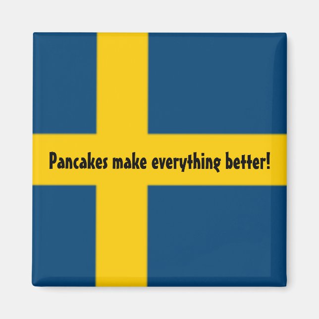 Íman Imã de geladeira do tema Bandeira sueca - panqueca (Frente)