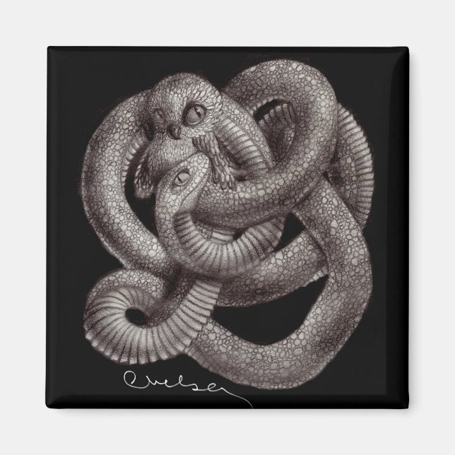 Íman imã de geladeira ecológica "Snowl" (Frente)