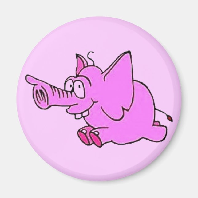 Íman imã de geladeira "Elefante Rosa" 3" (Frente)