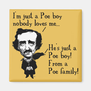 Íman Ímã de Geladeira Engraçado Menino Edgar Allan Poe