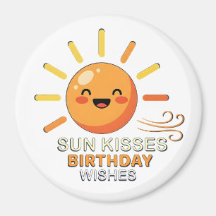 Íman Ímã de Geladeira Feliz Aniversário Sol Sorridente