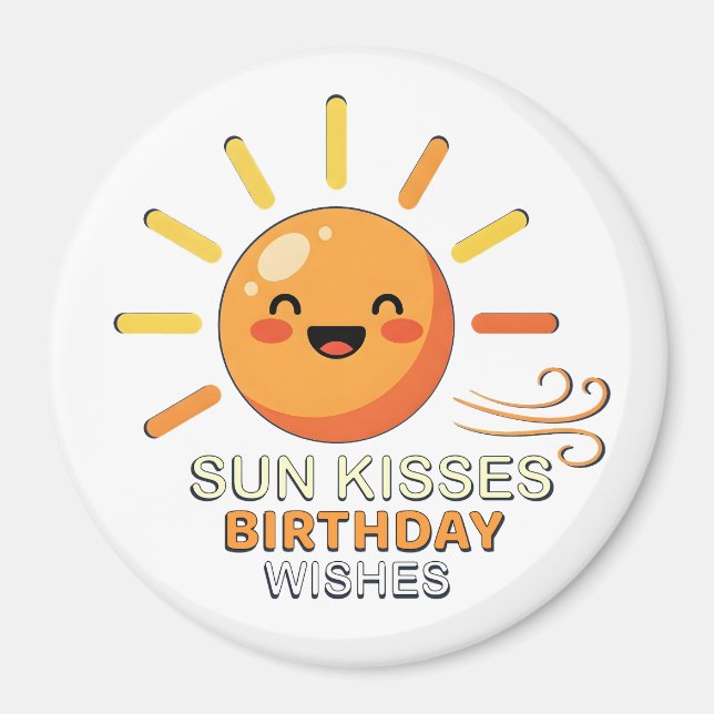 Íman Ímã de Geladeira Feliz Aniversário Sol Sorridente  (Frente)