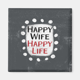 Íman Ímã de Geladeira Feliz Esposa Feliz Vida